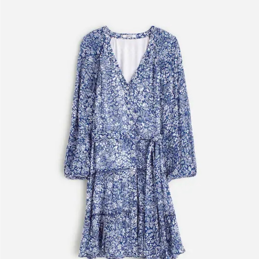 Madewell- Tie-Waist Tiered Mini Dress in Floral Womens Size 8 - Picture 5 of 10